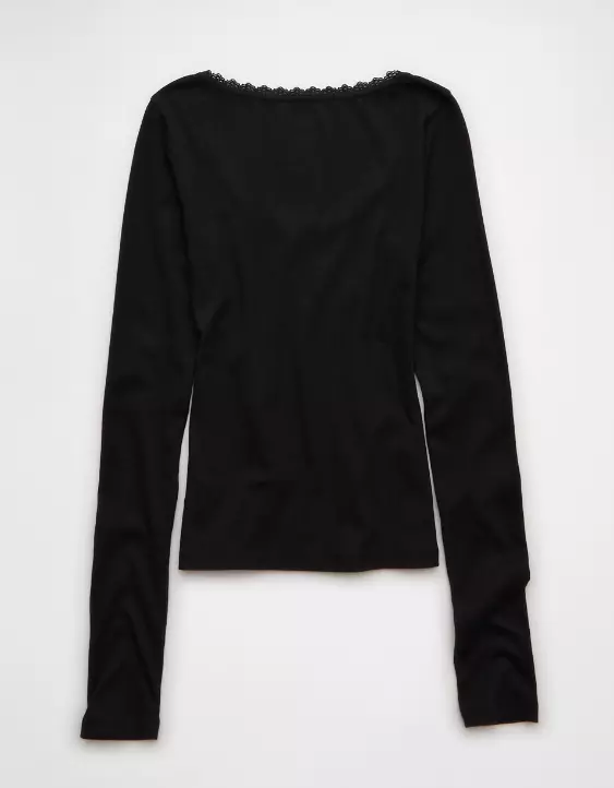 AE Lace-Trim Long Sleeve T-Shirt - Image 5