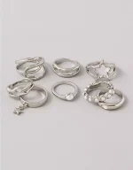 AE Silver Rings 8-Pack