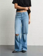 AE Dreamy Drape Stretch Ripped Low-Rise Baggy Wide-Leg Jean