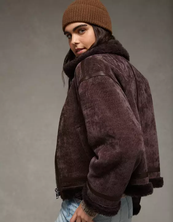 AE Cropped Corduroy Bomber Jacket - Image 2