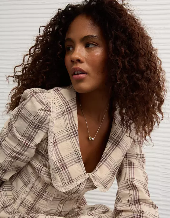 AE Long Sleeve Lace Collar Mini Dress - Image 5