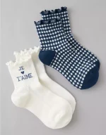 AE Valentine's Day Cropped Crew Socks 2-Pack