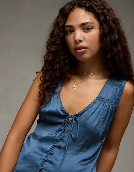 AE Lace Button-Front Tank Top - Image 6