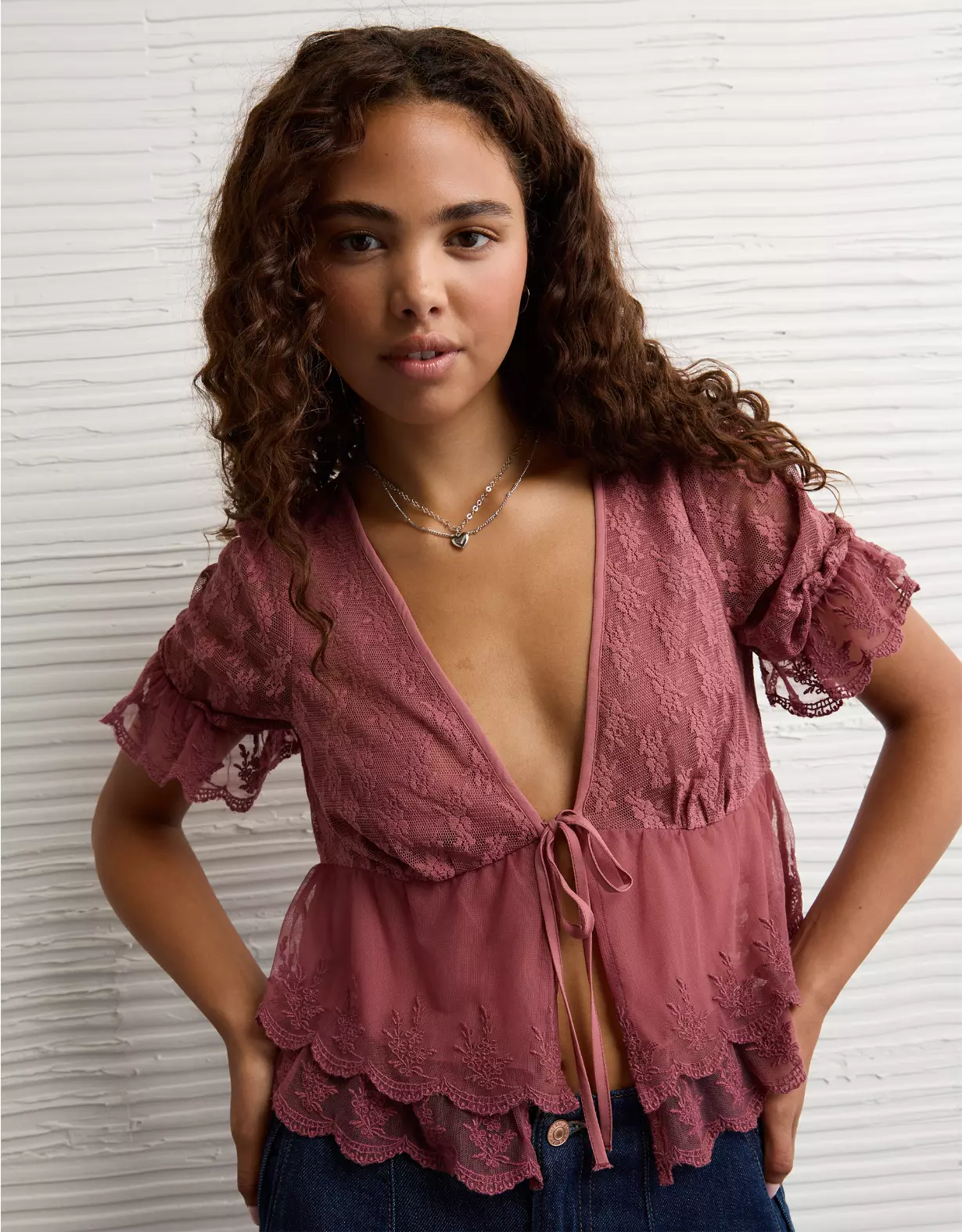 AE Ruffled Tie-Front Blouse