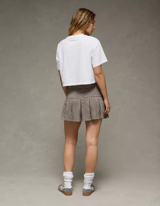 AE It Knit Low-Rise Pleated Plaid Skort - Image 2