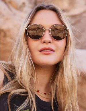 AE Retro Round Brown Sunglasses
