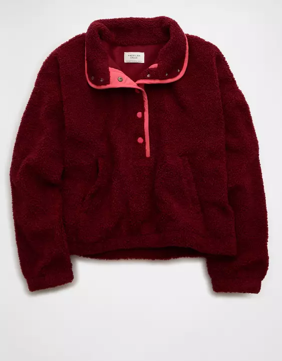 AE Relaxed Sherpa Fleece Henley Sweatshirt - Image 3