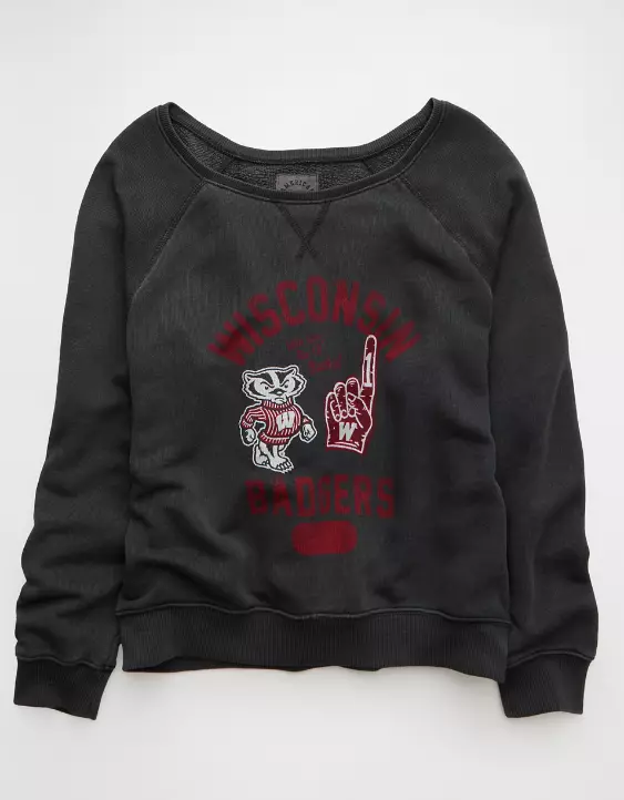 AE Wisconsin Badgers Graphic Off The Shoulder Sweatshirt - Image 3