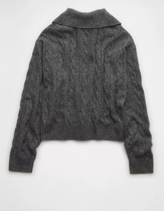 AE Cable-Knit Quarter-Zip Sweater - Image 4