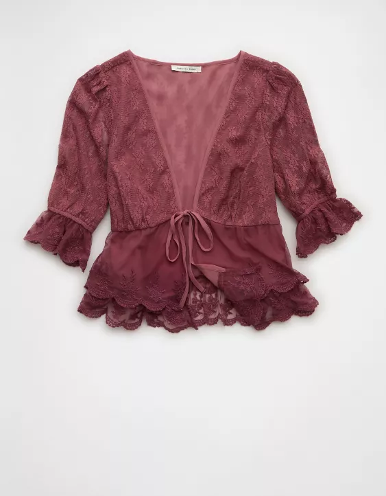 AE Ruffled Tie-Front Blouse - Image 3