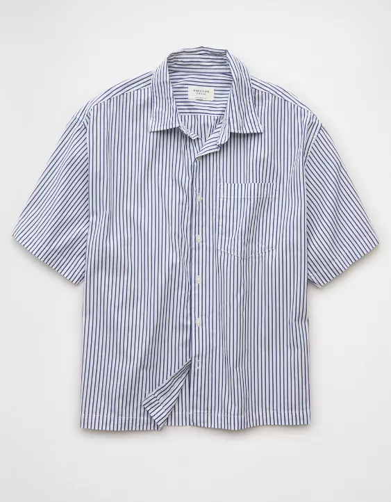 AE Poolside Poplin Striped Button-Up Shirt - Image 4