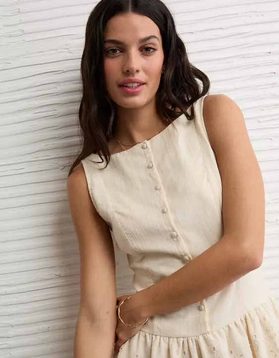 AE Buttoned Lace Mini Dress - Image 6