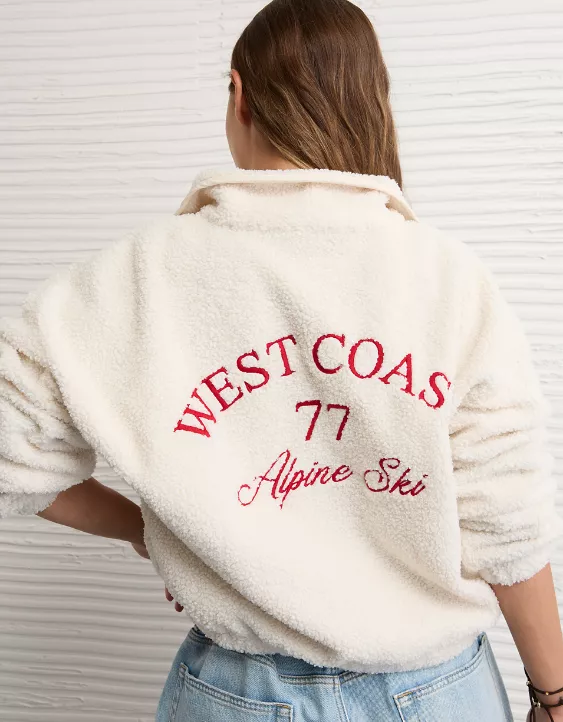 AE Sherpa Fleece Graphic Henley Sweatshirt - Image 2