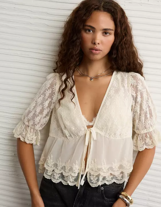 AE Ruffled Tie-Front Blouse - Image 5