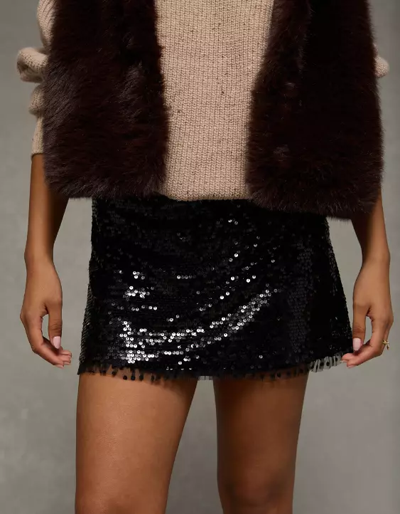 AE It Knit Sequined Mini Slit Skort - Image 6
