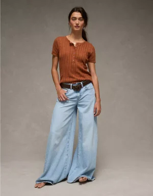 AE Henley Pointelle Sweater T-Shirt