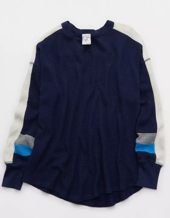 OFFLINE By Aerie Wow! Waffle Notch Neck Long Sleeve T-Shirt - Image 3