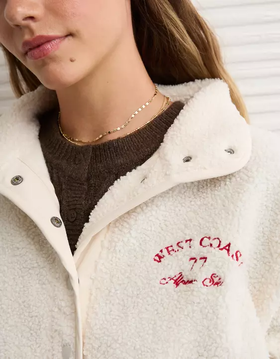 AE Sherpa Fleece Graphic Henley Sweatshirt - Image 6