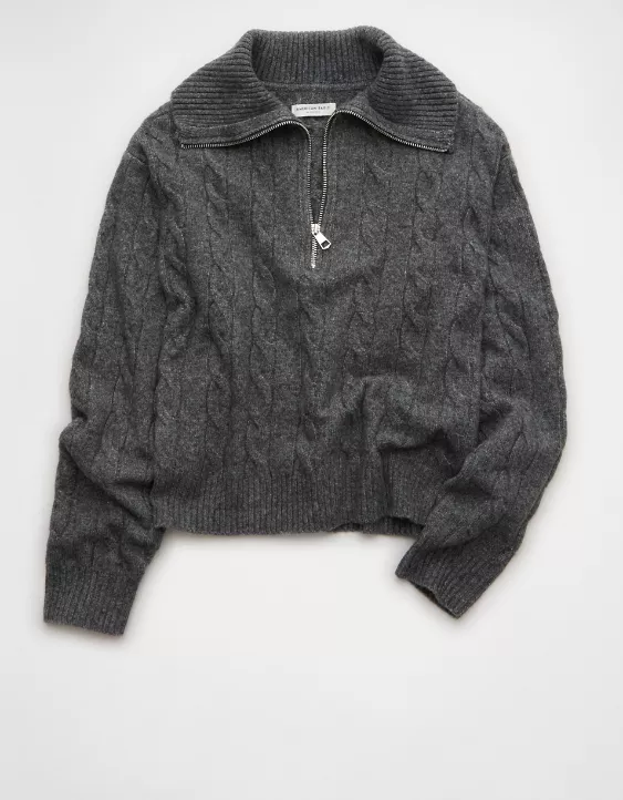 AE Cable-Knit Quarter-Zip Sweater - Image 3