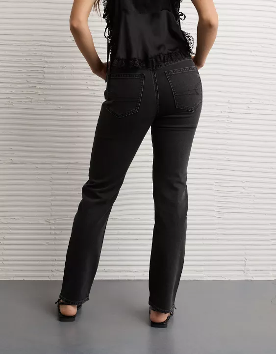 AE Stretch Super High-Waisted Embellished Straight Jean - Image 2