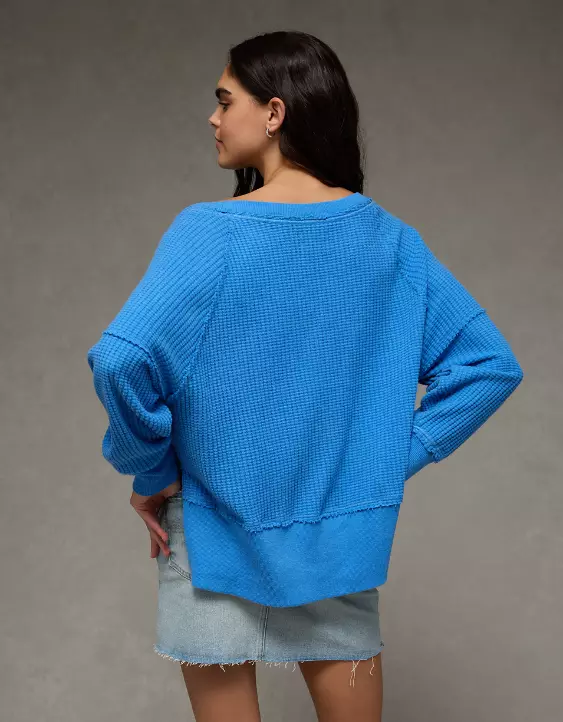 AE Big Hug Off-The-Shoulder Waffle Sweatshirt - Image 2