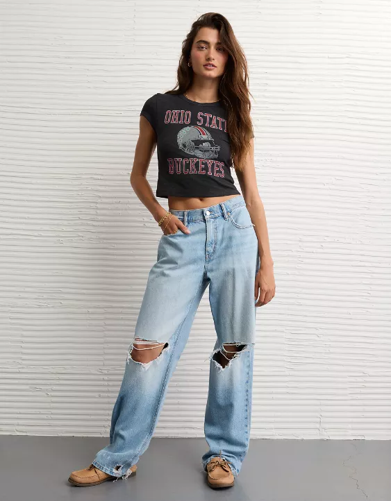 AE Ohio State Buckeyes Graphic Cropped Baby Tee - Image 5