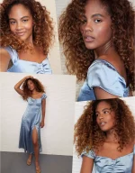 AE Satin Sweetheart Off-The-Shoulder Maxi Dress