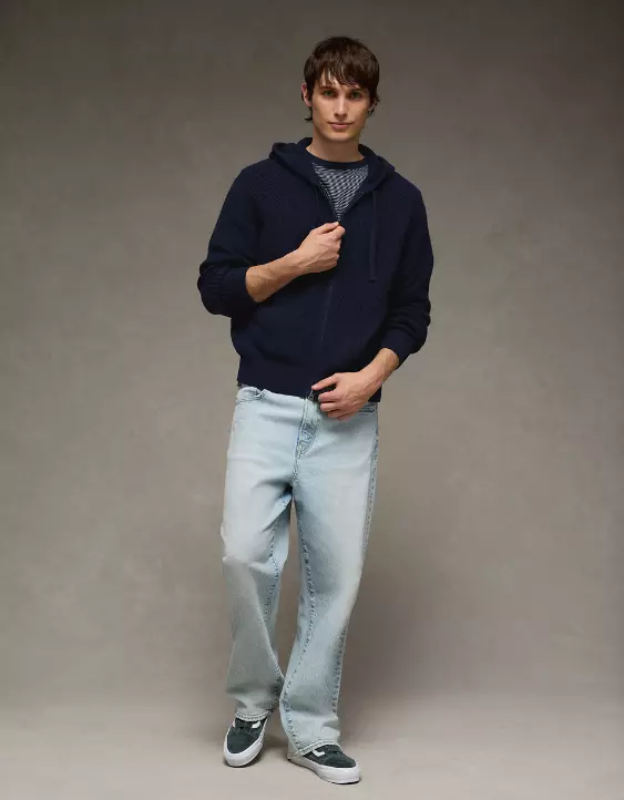 AE Zip-Up Shaker Stitch Sweater Hoodie - Image 5