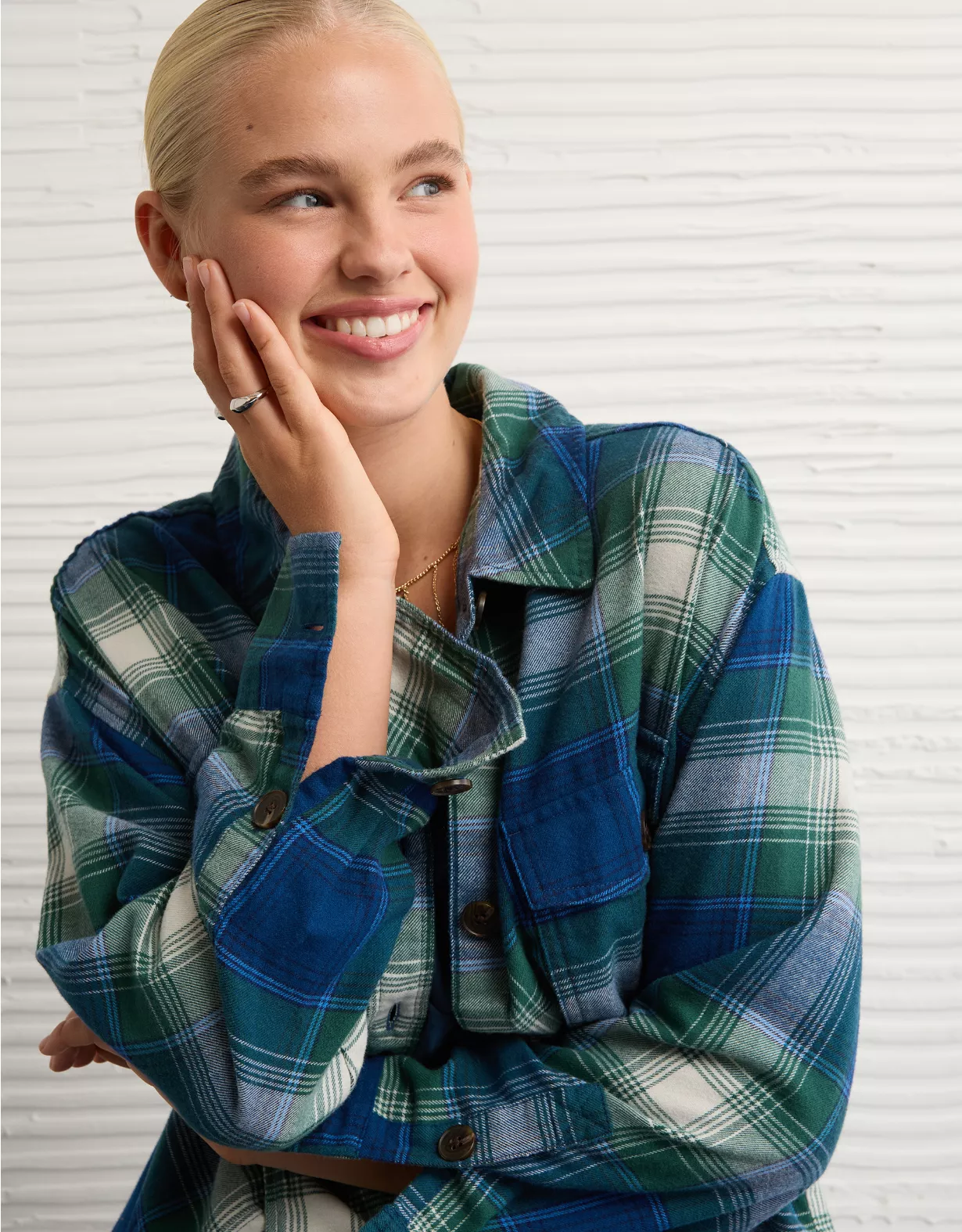 AE Plaid Button-Up Shirt