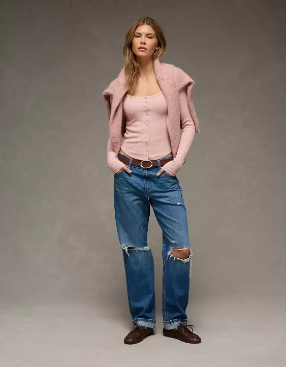 AE Waffle Long Sleeve Button-Up Tee - Image 5