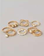 AE Pearl & Gold Rings 8-Pack