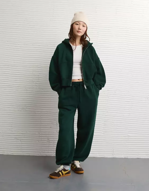 AE Everyday Luxe Barrel Sleeve Full Zip Hoodie - Image 5