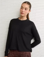 AE Long-Sleeve Waffle Plush Crew Neck Tee