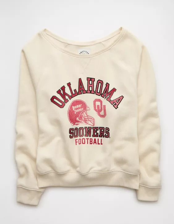 AE Oklahoma Sooners Graphic Off The Shoulder Sweatshirt - Image 3