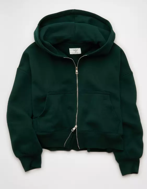 AE Everyday Luxe Barrel Sleeve Full Zip Hoodie - Image 3